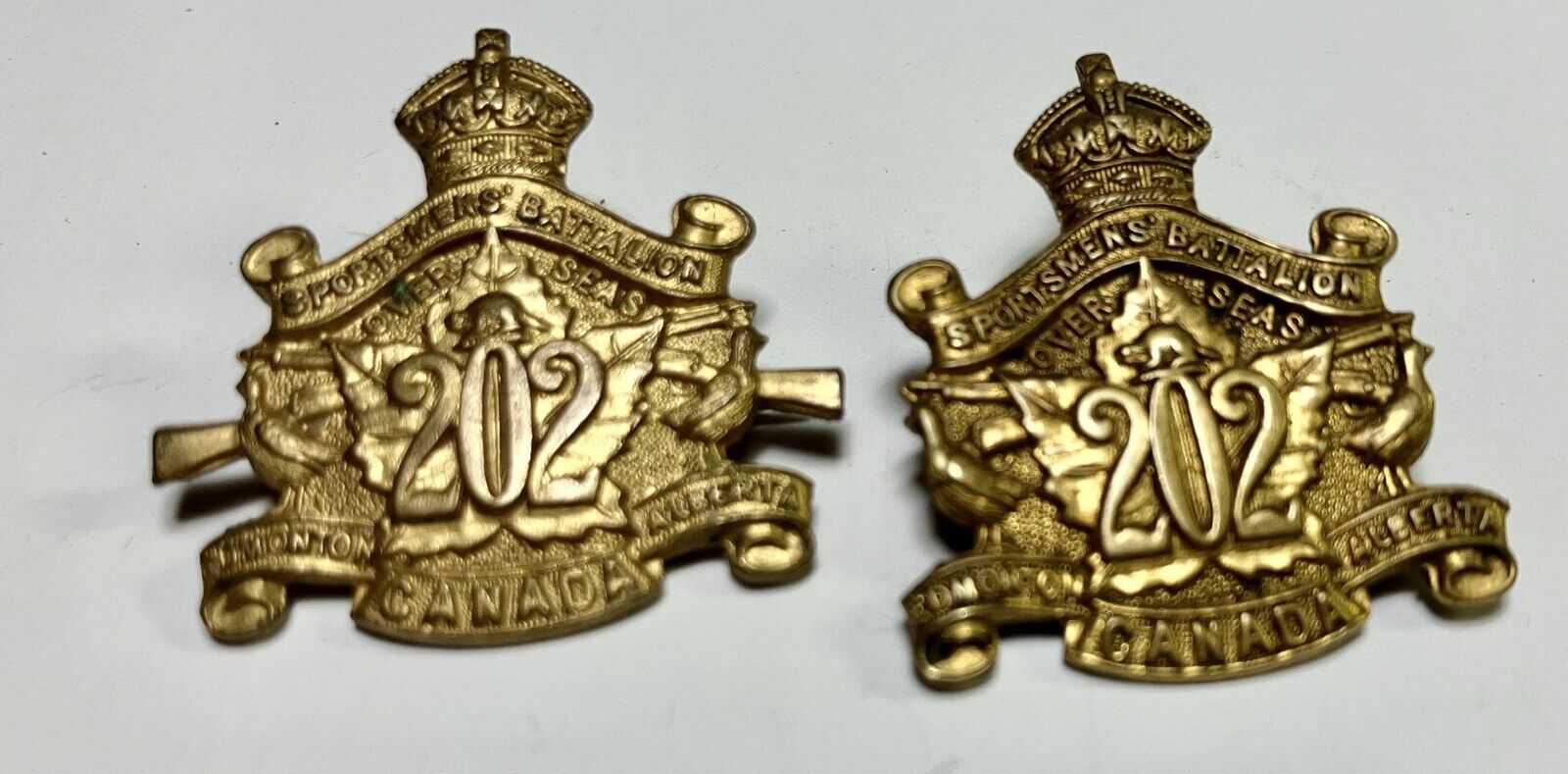 Pair of Canadian WWI 202 Battalion CEF Pins