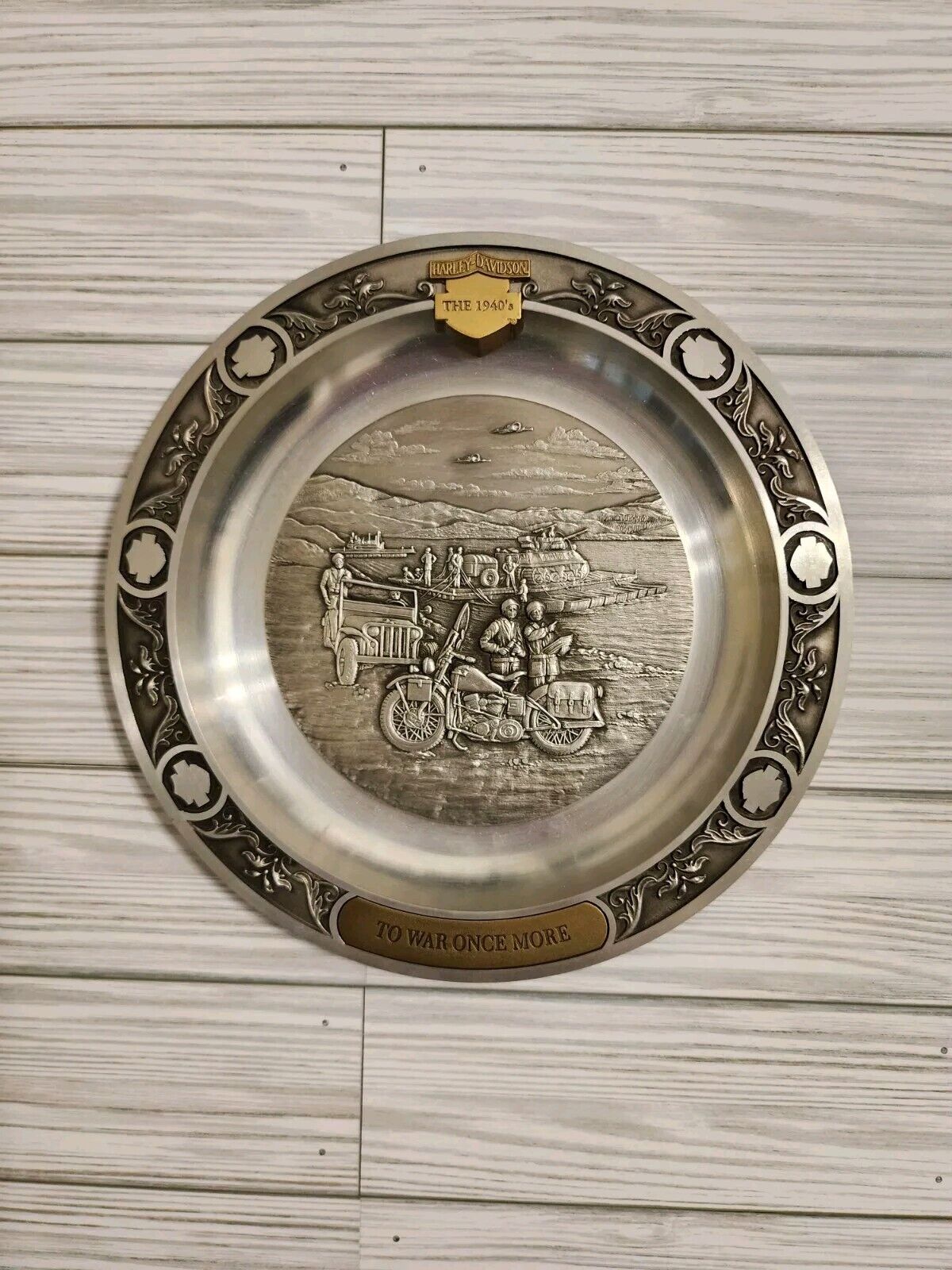 Harley Davidson Collector Pewter Plate  THE 1940s TO WAR ONCE MORE
