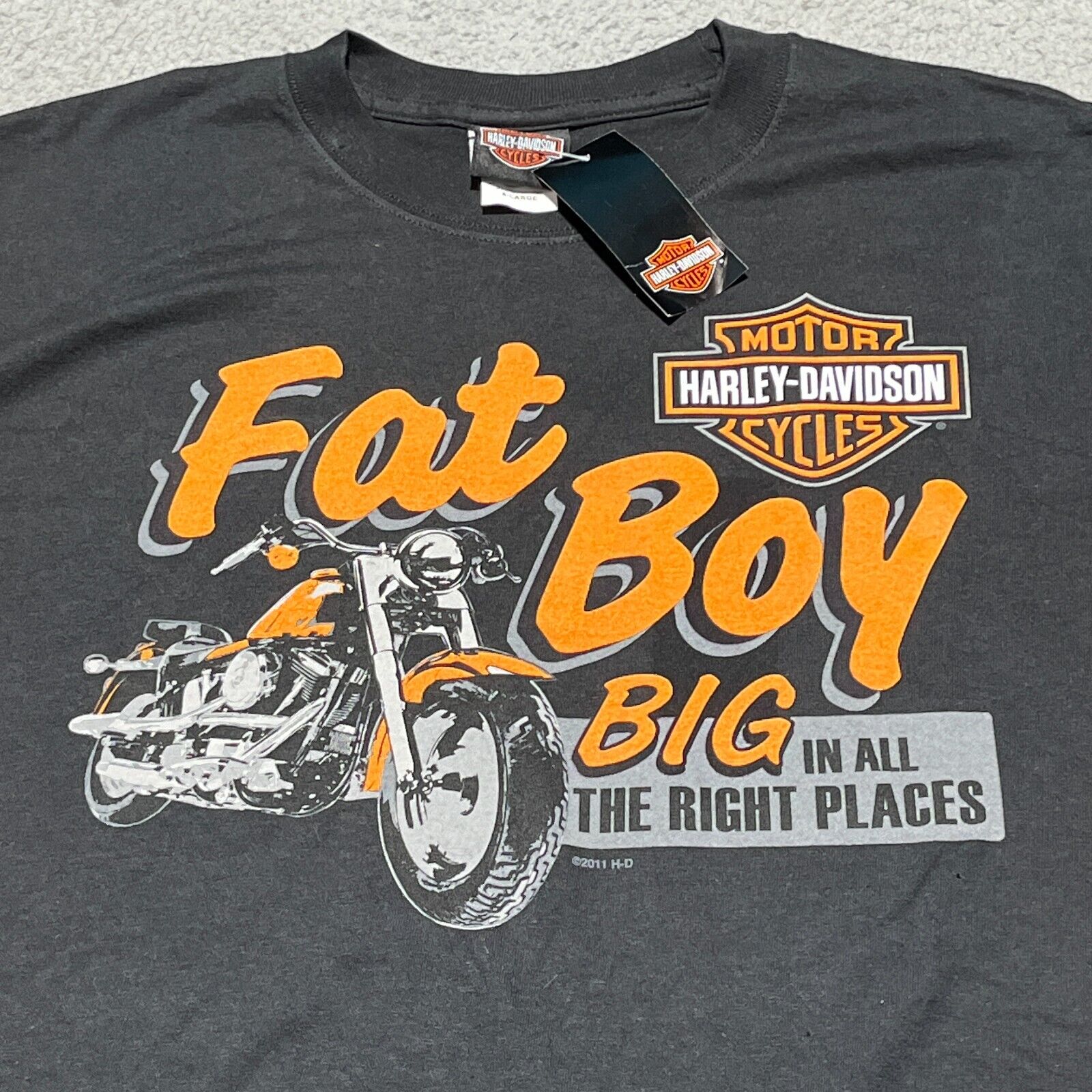 Harley-Davidson T-Shirt Mens XL Black Double Sided Fat Boy South Carolina VTG