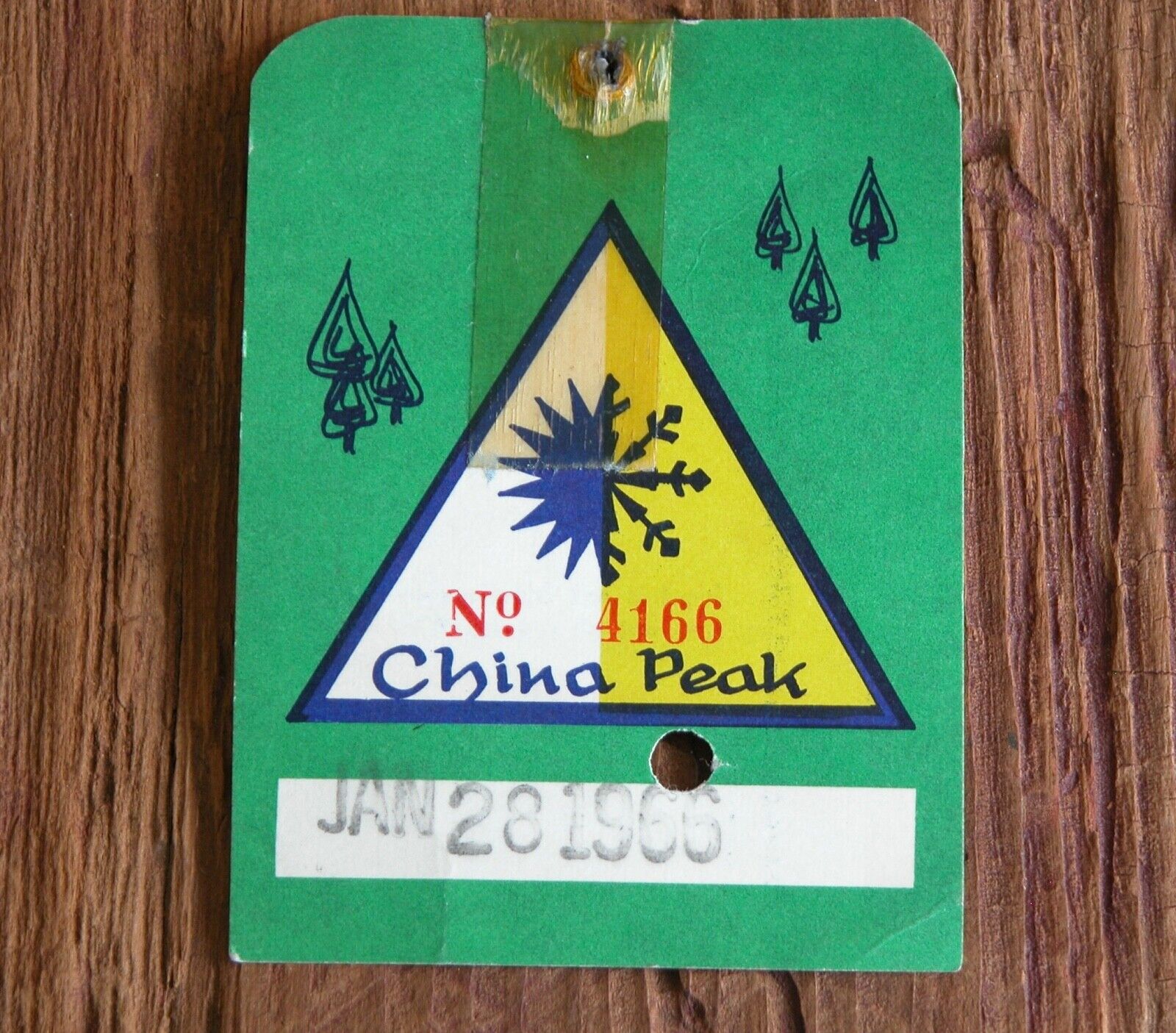 CHINA PEAK CA 1960s Ski Lift Ticket Resort Souvenir Travel Vtg 1966
