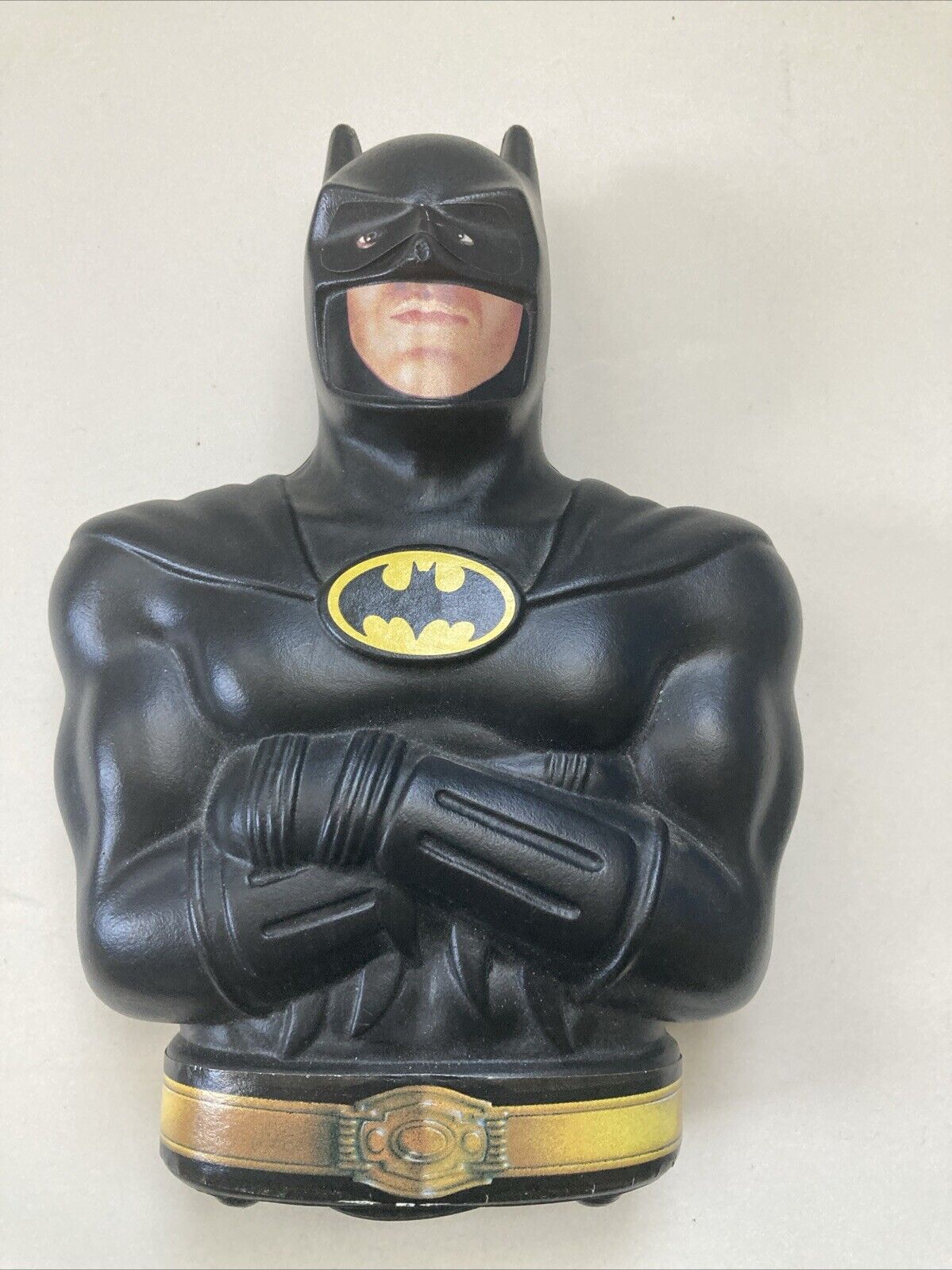 Vintage 1989 Batman Plastic Piggy Bank, Crossed Arms Michael Keaton, DC Comics