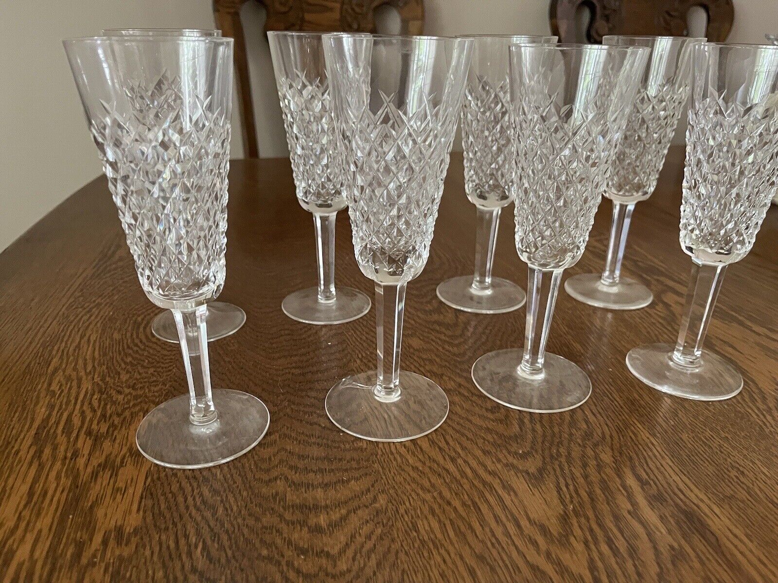 Set Of 8 Waterford Alana Champagne Flutes Glasses
