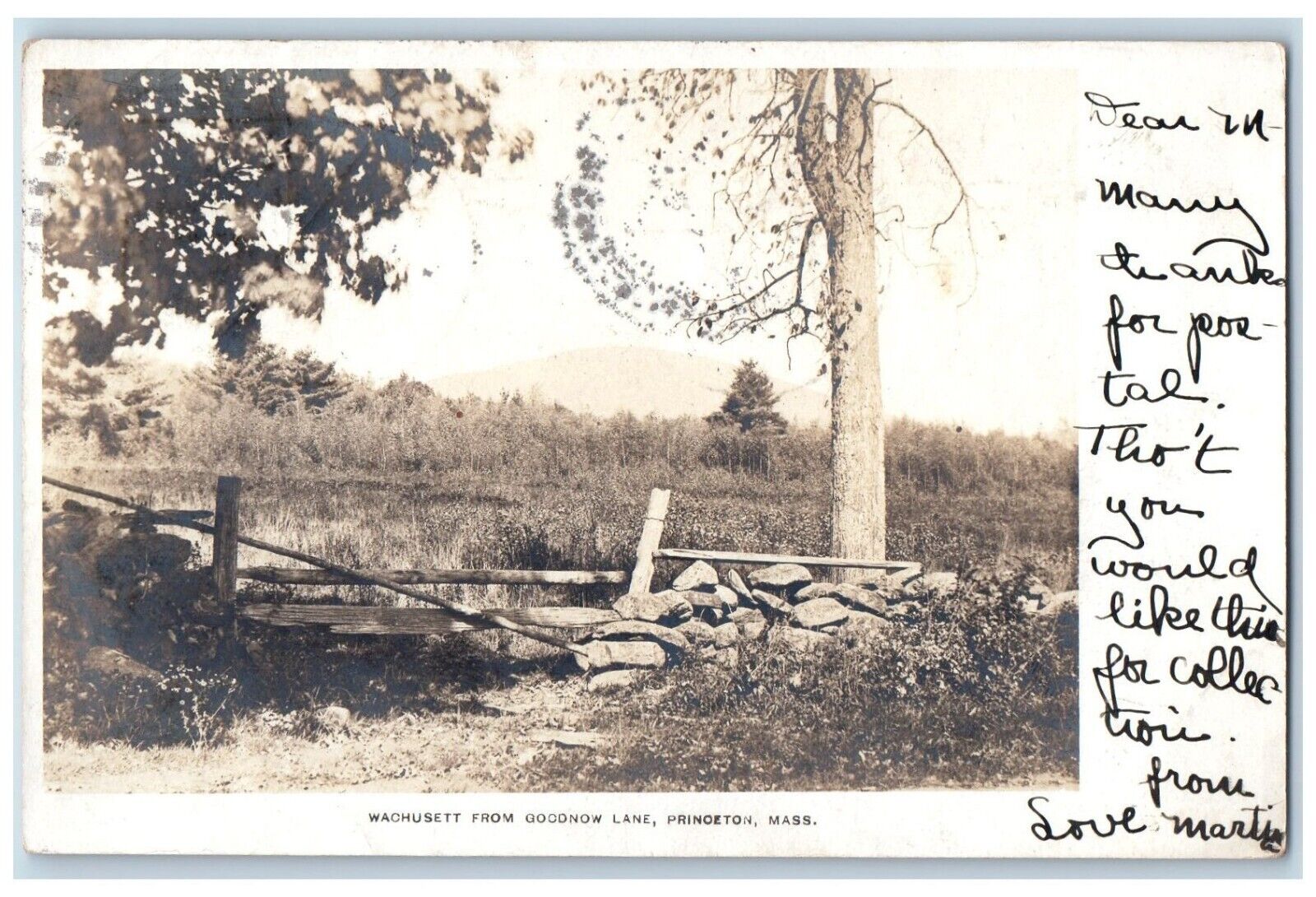 1905 Wachusett From Goodnow Lane Princeton MA, Eddy Make RPPC Photo Postcard