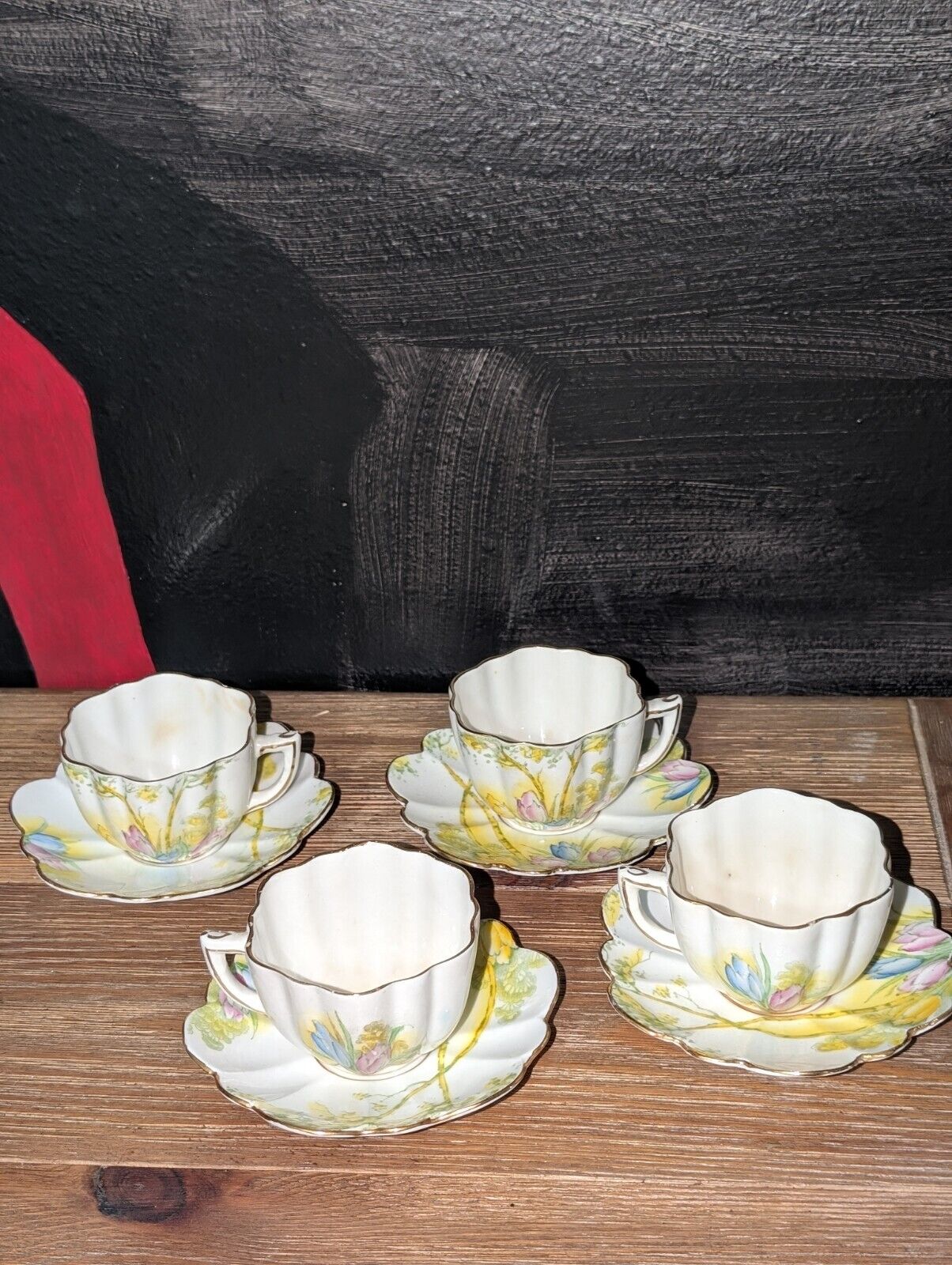 Melba Fine Grade Antique Made In England Tea Cup And Saucer Set (4)