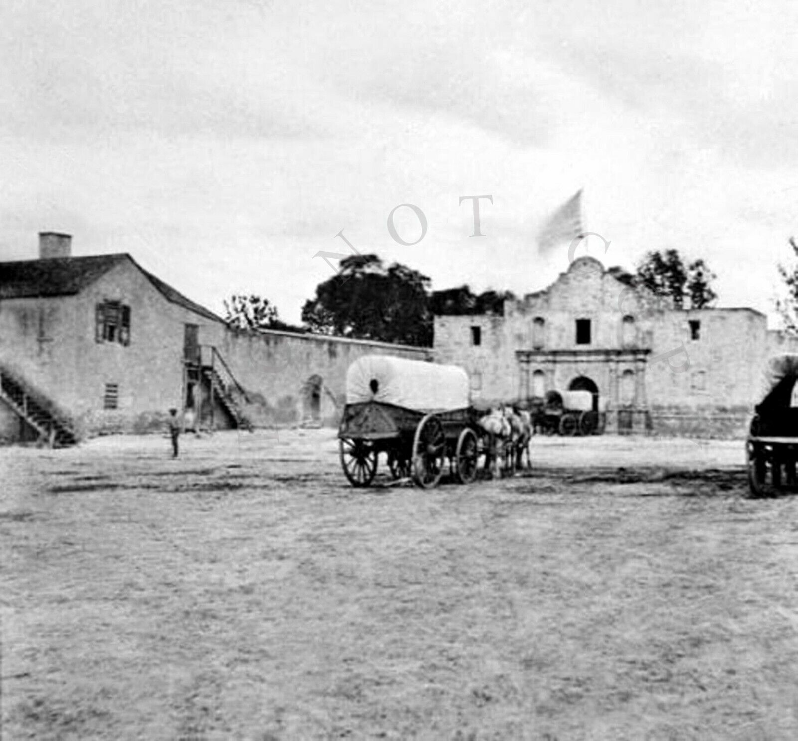 ANTIQUE 8X10 REPRO PHOTOGRAPH PRINT ARMY SUPPLY DEPOT TEXAS ALAMO circa. 1868