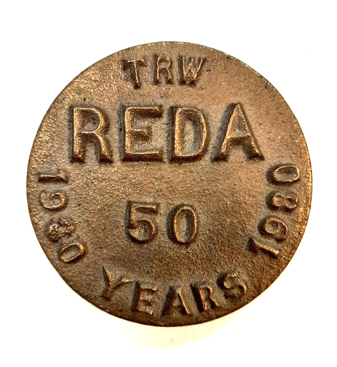TRW REDA Petroleum Pump 1930-1980 Brass Advertising Paperweight Bartlesville