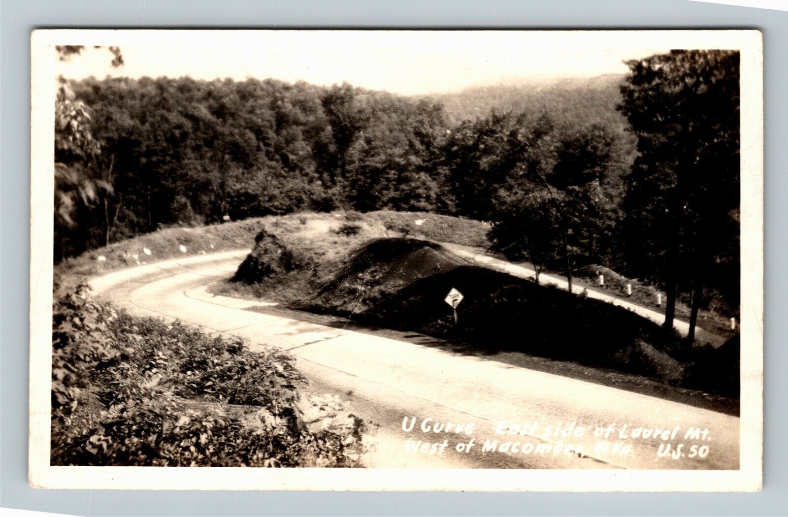 Scenic  U Curve East Laurel Mountain Macomber West Virginia RPPC Old Postcard