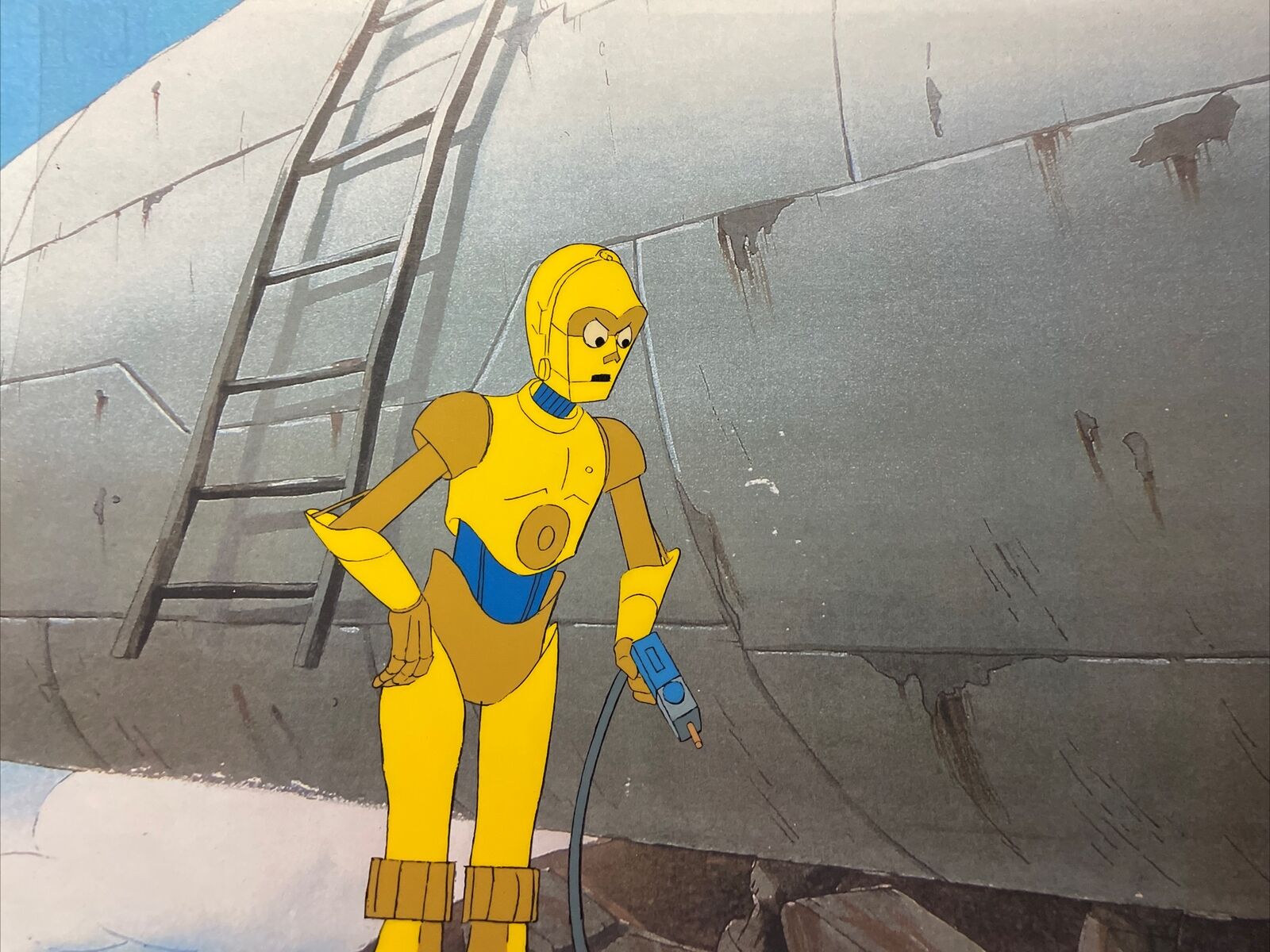 VINTAGE DROIDS animation cel BACKGROUND production art Star Wars C-3PO R2-D2 I16