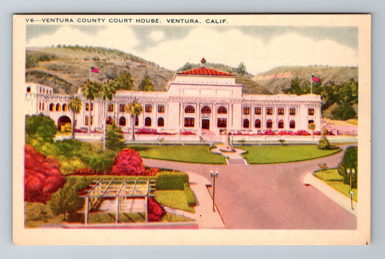 Ventura CA-California, Ventura County Court House, Antique, Vintage Postcard