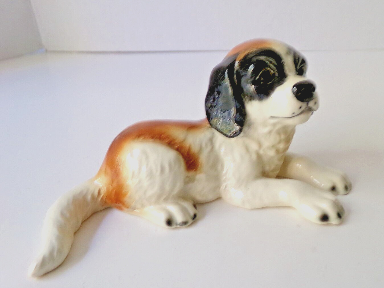 Vintage Goebel Porcelain St. Bernard Puppy Dog Figurine, W. Germany, 5 1/2