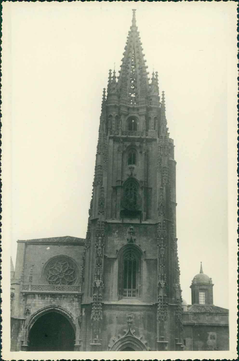 Spain, San Salvador Cathedral of Oviedo, 1955 Vintage Silver Print.  T