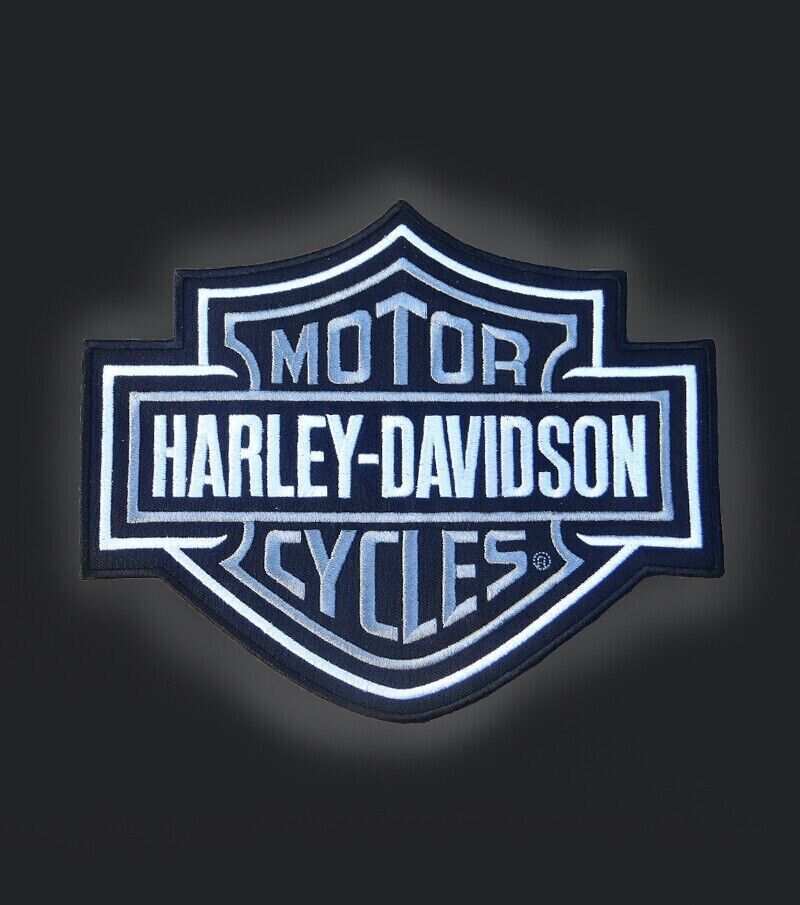 Harley Davidson Classic Silver Logo Sew-on Patch (XL) Jacket / Vest Back Patch