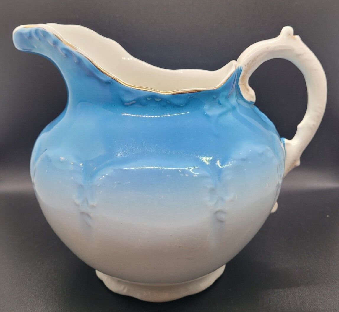 Vintage Peacock Blue Wash Set Pitcher Early 1900's