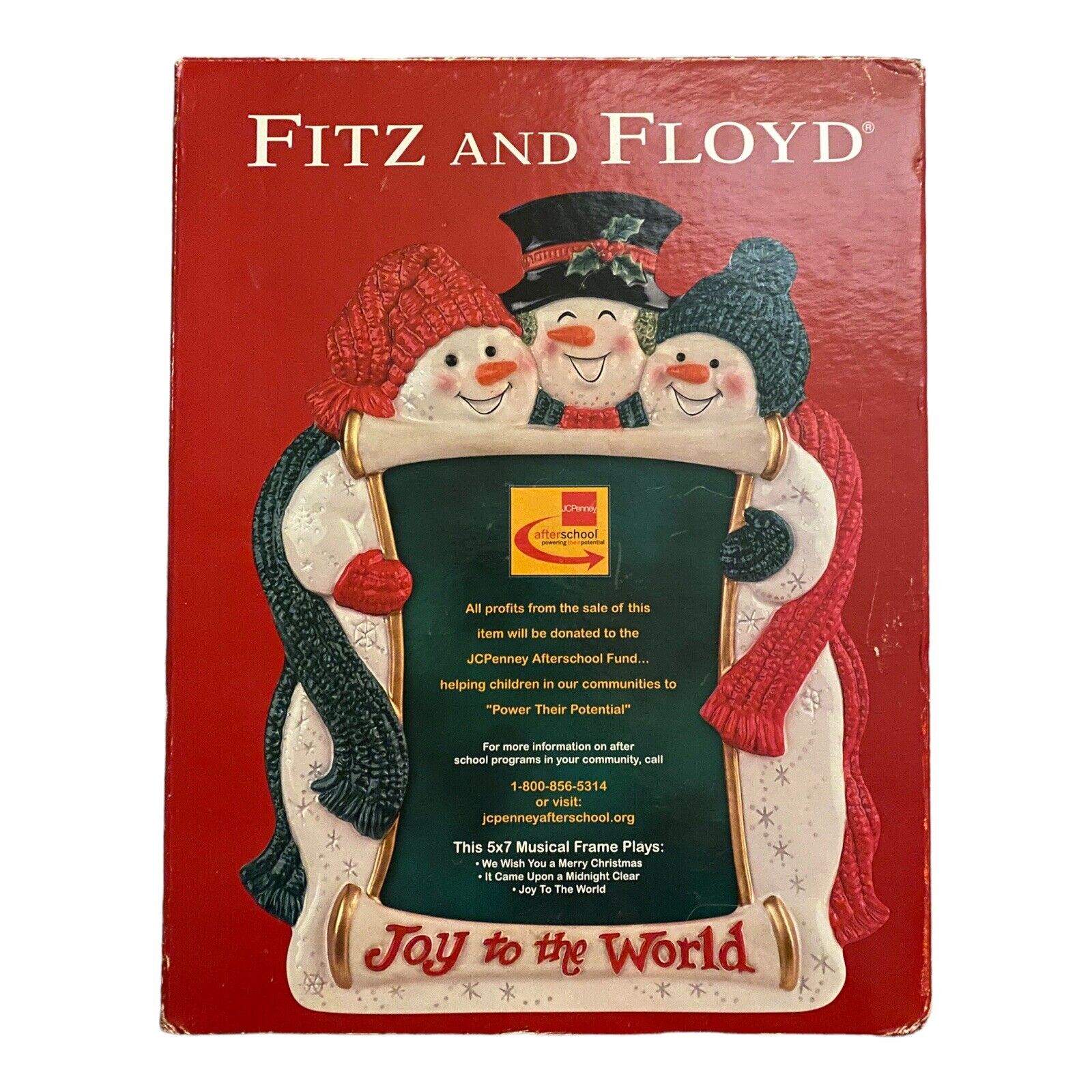 2004 Fitz and Floyd Snowmen Christmas Frame 5” X 7”  NO MUSIC Joy To The World