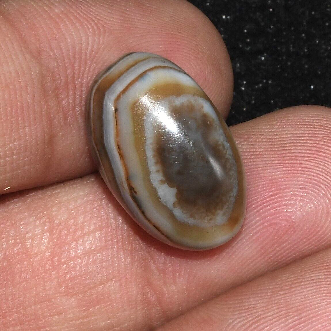 Genuine Large Ancient Banded Agate Dzi Bead with Oval Eye in Perfect Condition