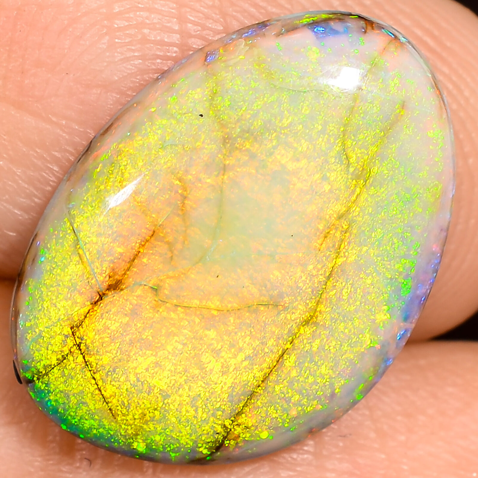 Play Of Multi Monarch Opal 05.00Cts. Natural Fancy 18X13X4 MM Cab Loose Gemstone