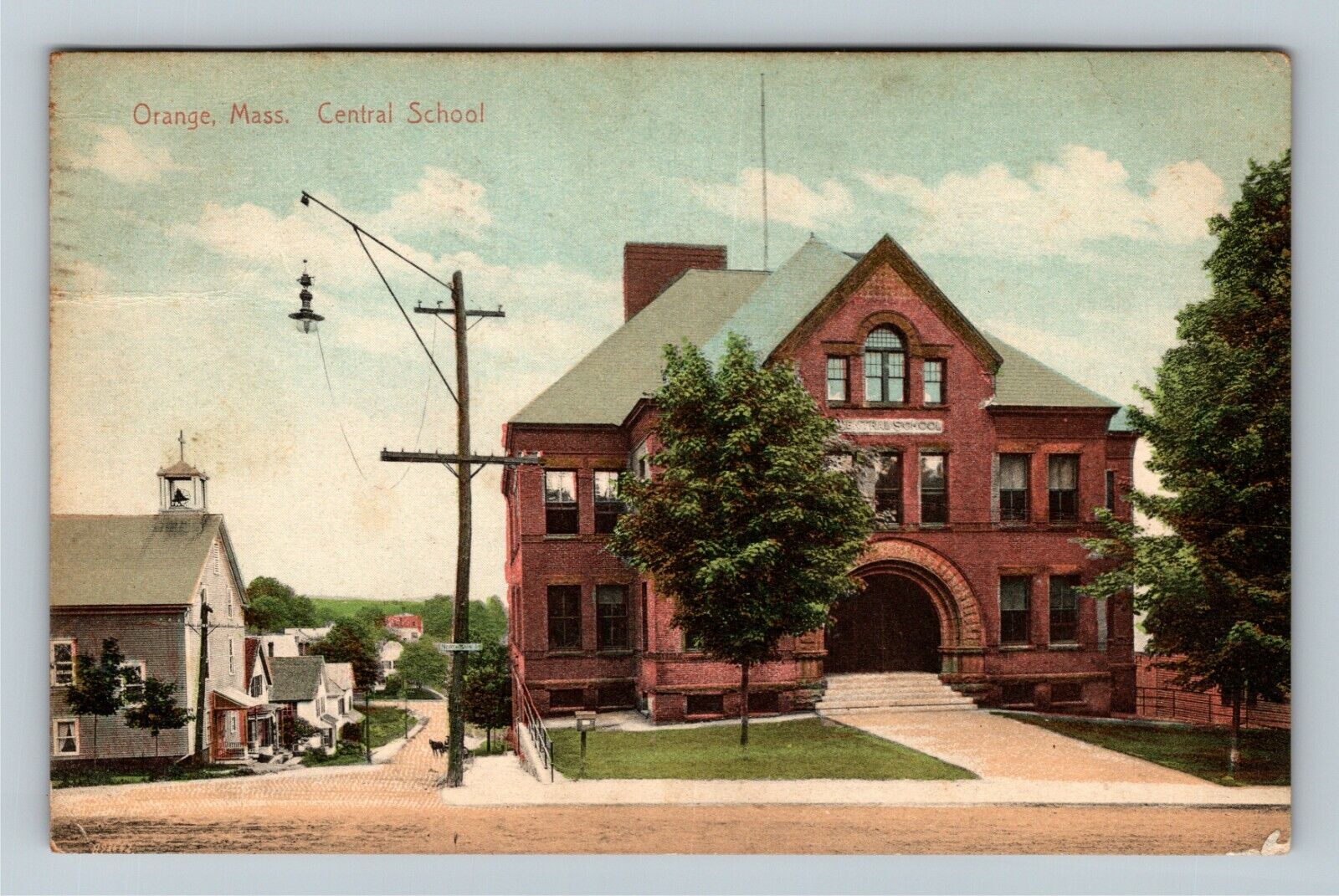 Orange MA-Massachusetts, Central School, c1912 Vintage Postcard