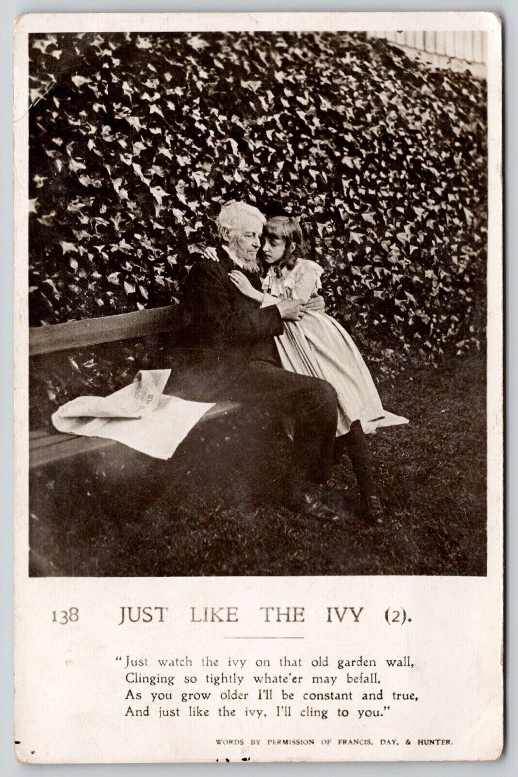 Just Like The Ivy Older Man Little Girl Antique Postcard UNP UDB Bamforth NYC NY