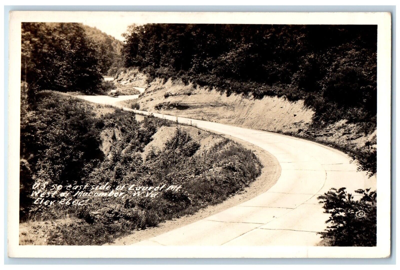 c1930's US Highway 50 Laurel Mt. West Of Macomber WV RPPC Photo Postcard