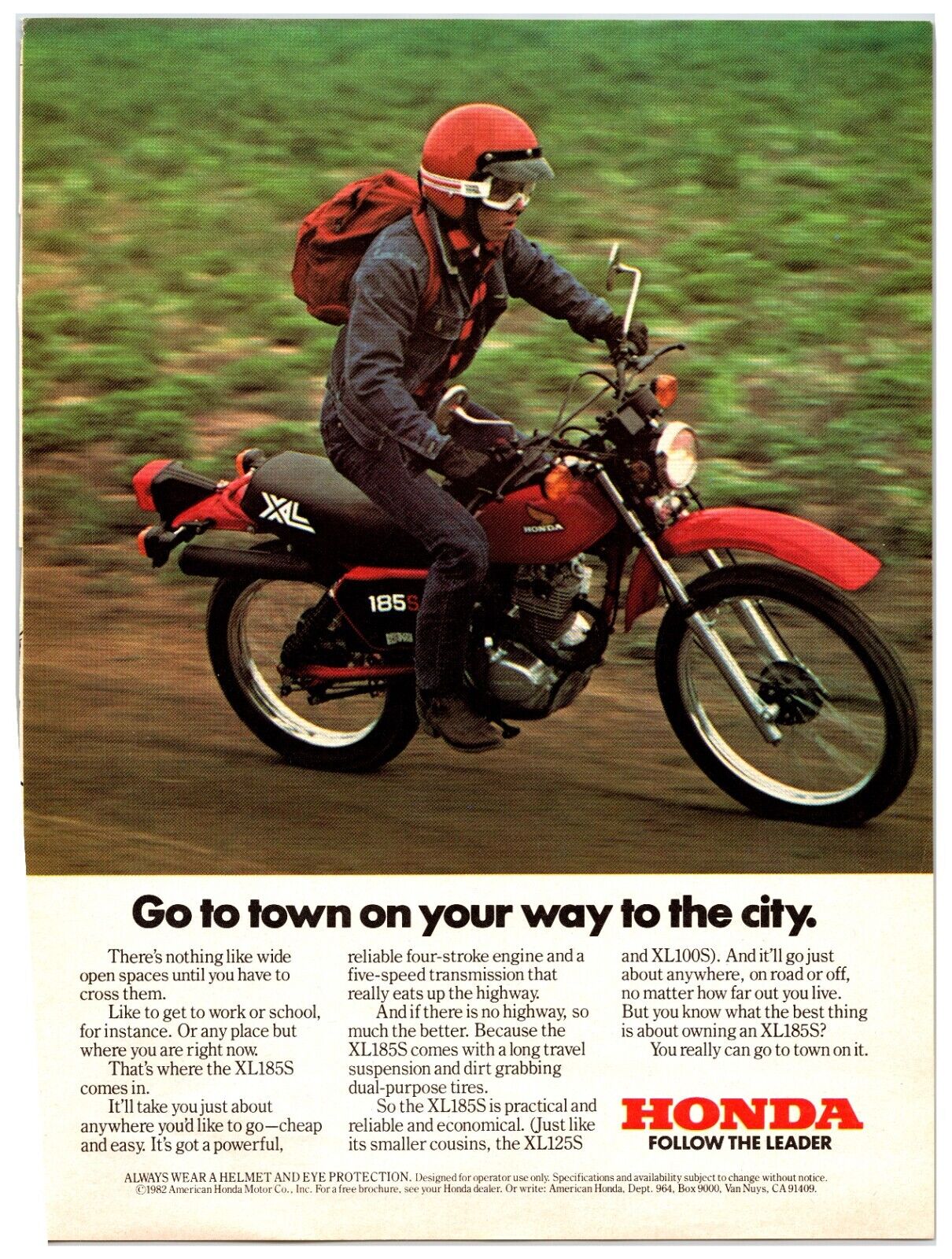Vintage 1982 Honda XL185S / XL125S Motorcycle Original Print Ad (8x11)