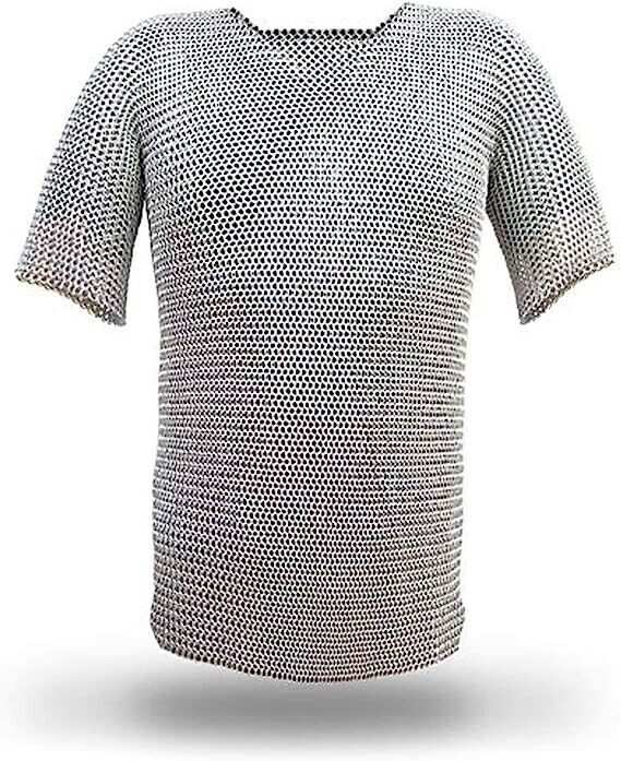 Medieval Aluminium Chainmail Butted Rings Shirt for Men Large Size Wear New