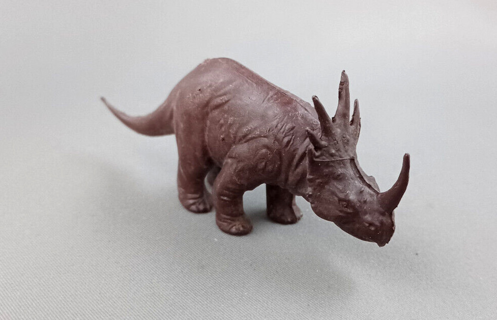 Marx Styracosaurus Vintage 1960s Prehistoric Playset Dark Brown Plastic Dinosaur