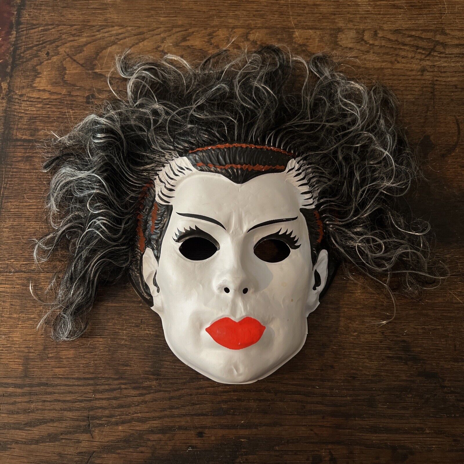 Vintage Bride of Frankenstein Plastic Mask Halloween 70s 80s Mask
