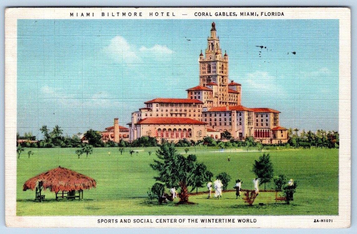 1934 CORAL GABLES FLORIDA MIAMI BILTMORE HOTEL SPORTS & SOCIAL CENTER WINTERTIME