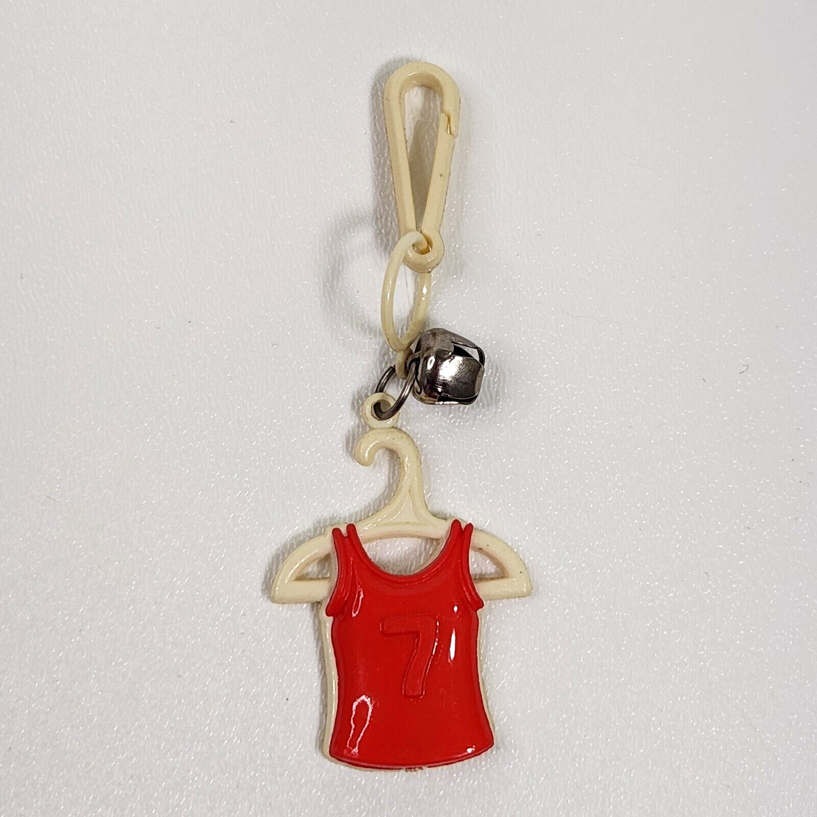 Vintage 1980s Plastic Bell Charm 7 Jersey Shirt For 80s Necklace