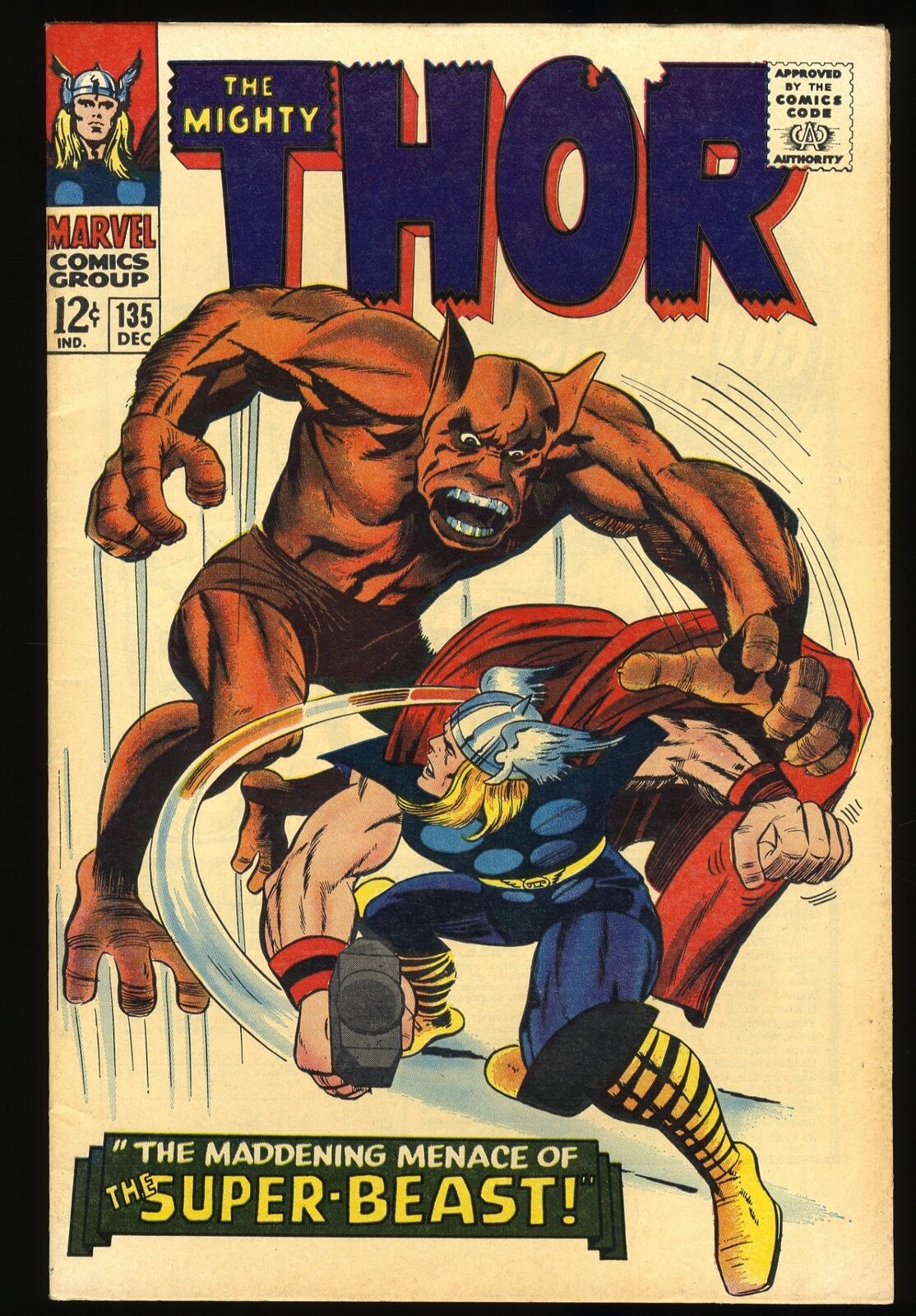 Thor #135 FN/VF 7.0 Maddening Menace of Super-Beast Jack Kirby Art Marvel 1966