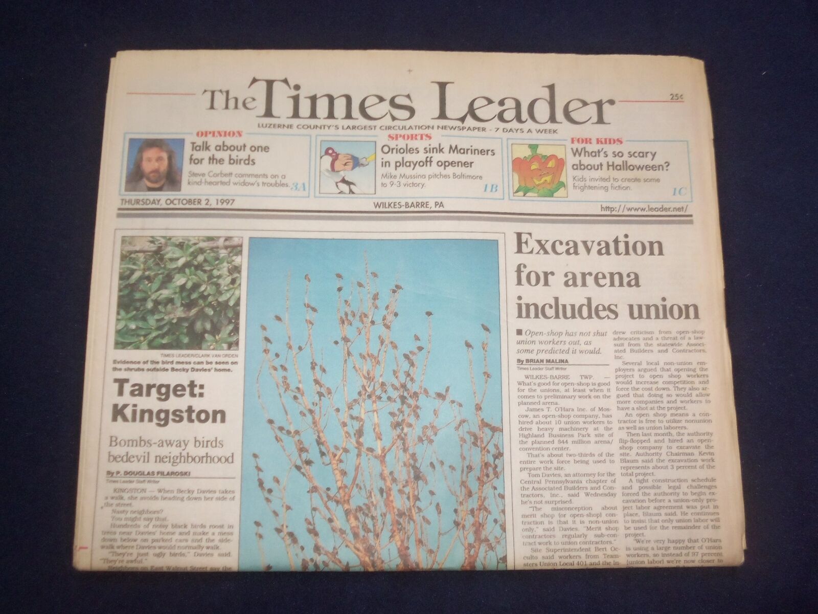 1997 OCT 2 WILKES-BARRE TIMES LEADER -EXCAVATION 4 ARENA INCLUDES UNION- NP 8197
