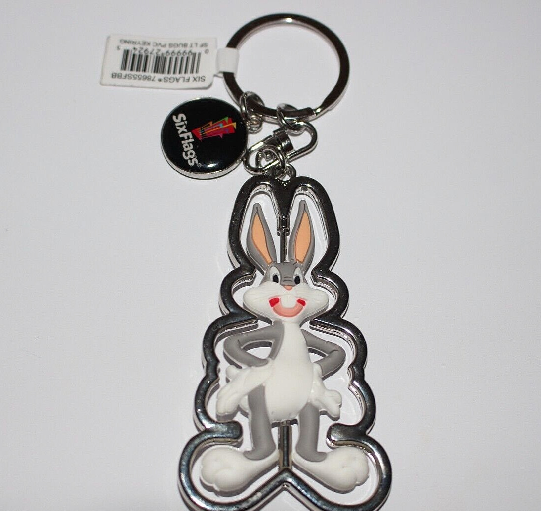 BUGS BUNNY PVC KEYRING LOONEY TOONS  SIX FLAGS OVER TEXAS