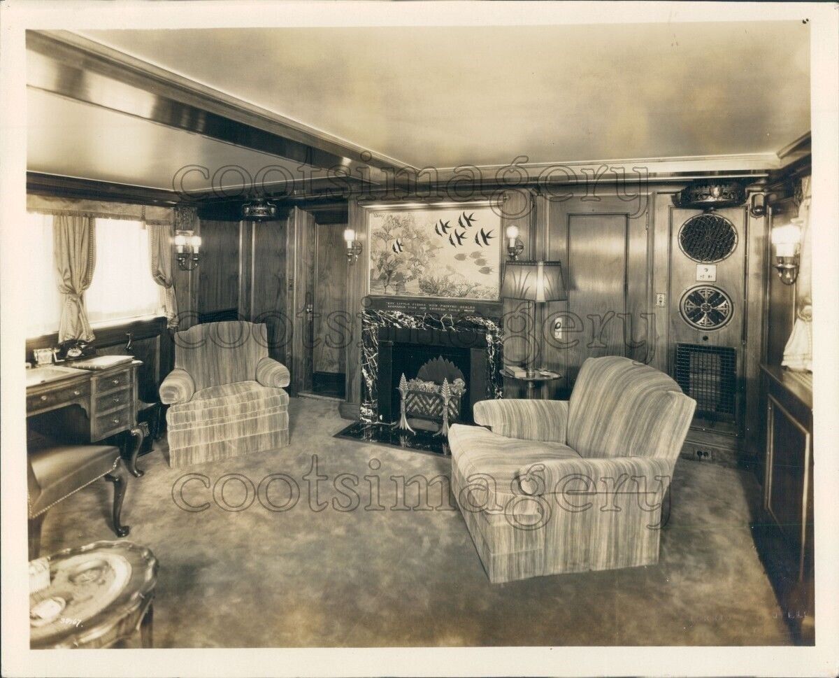 1931 Press Photo Interior Luxury Lounge of Yacht Lotosland 1930s