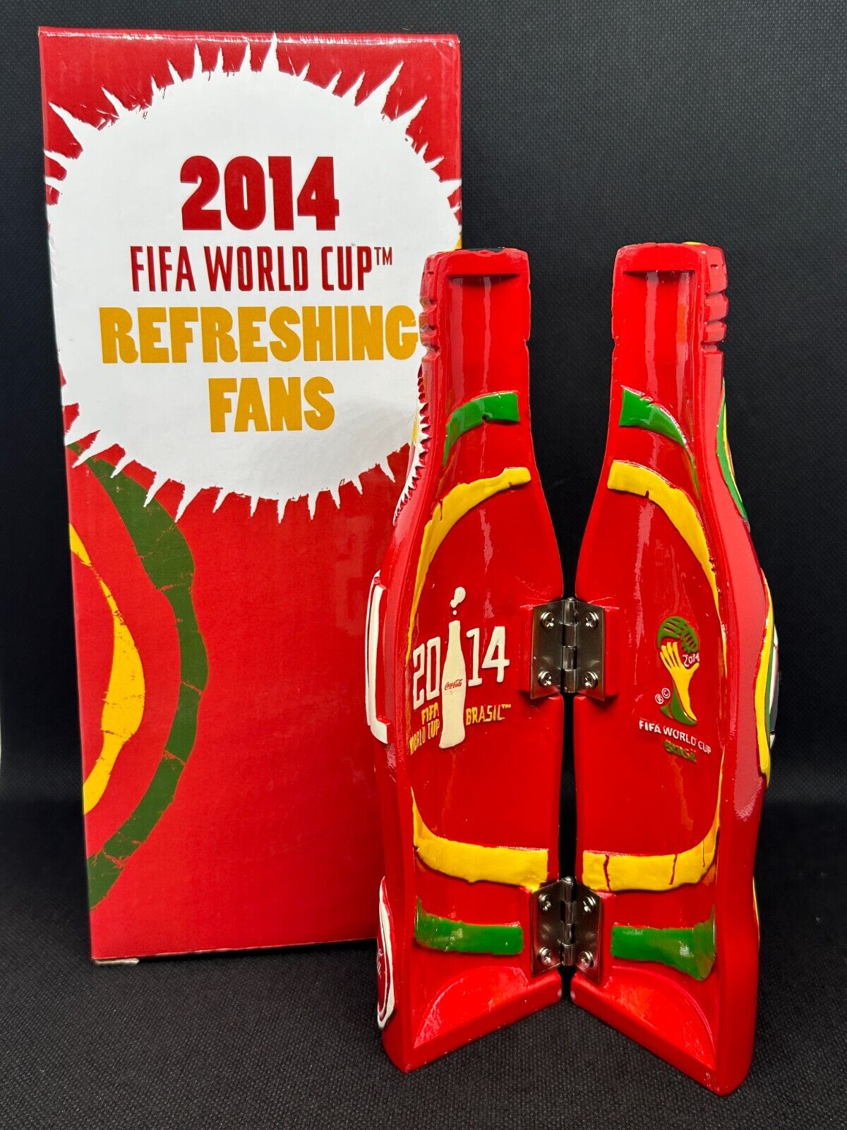 Coca-Cola Hinged Hand Painted Collectible Bottle 2014 FIFA World Cup Brazil