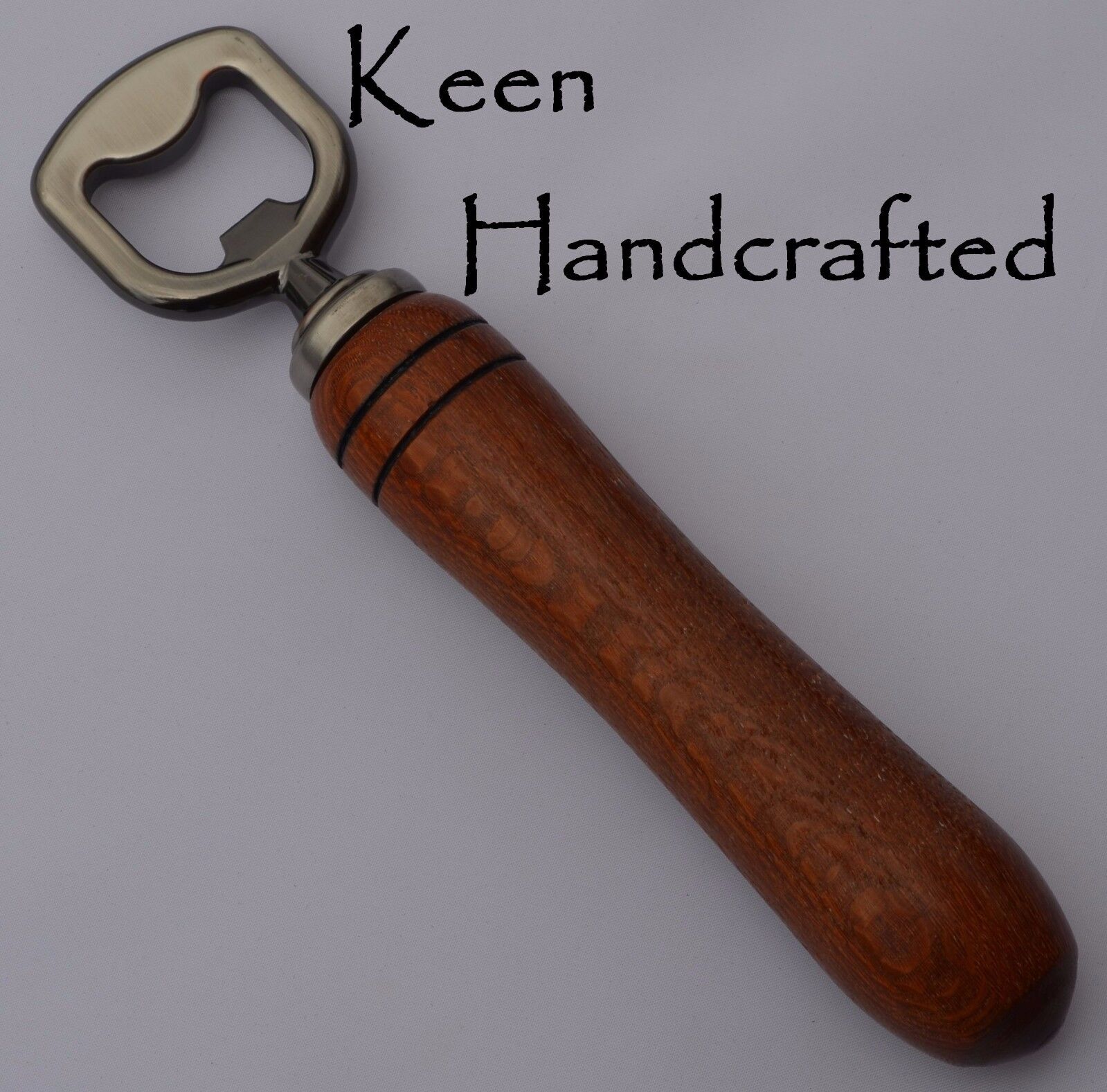 ga - Keen Handcrafted Handmade Leopardwood Pewter Bottle Opener 