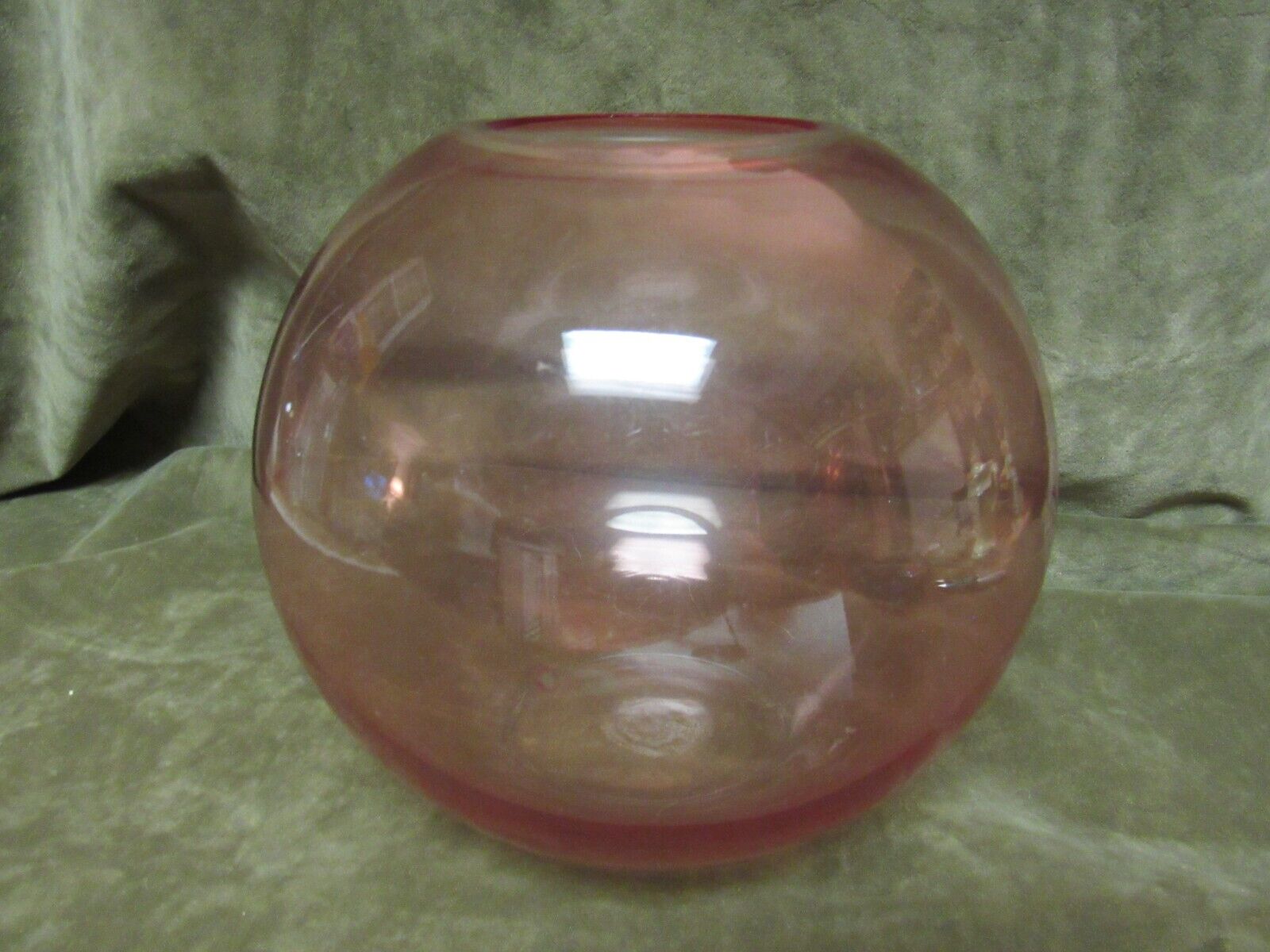 Vintage Pink Color Round Ball Rose bowl Shaped Vase narrow Opening Top Larger