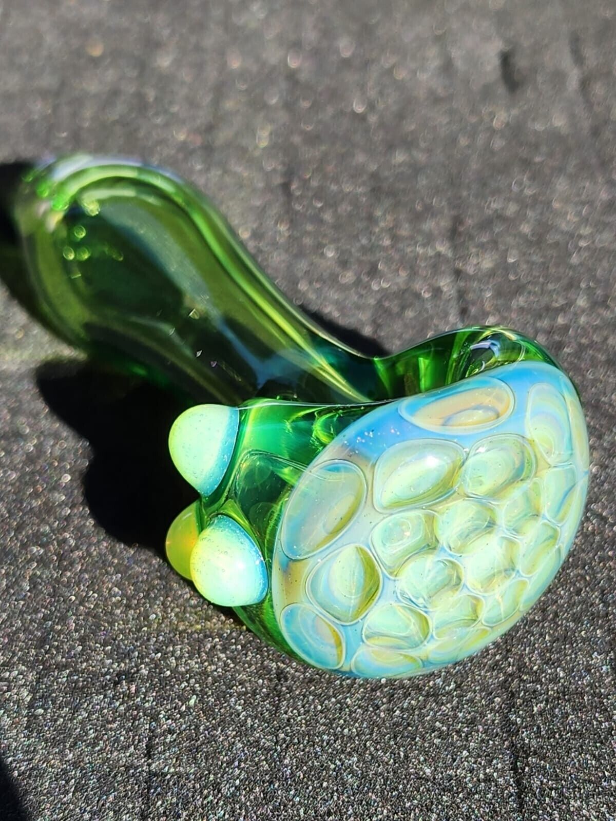 Clear Lime Green Slyme Honeycomb Pipe, Hand Blown American Made Glass  Pipe 3.7