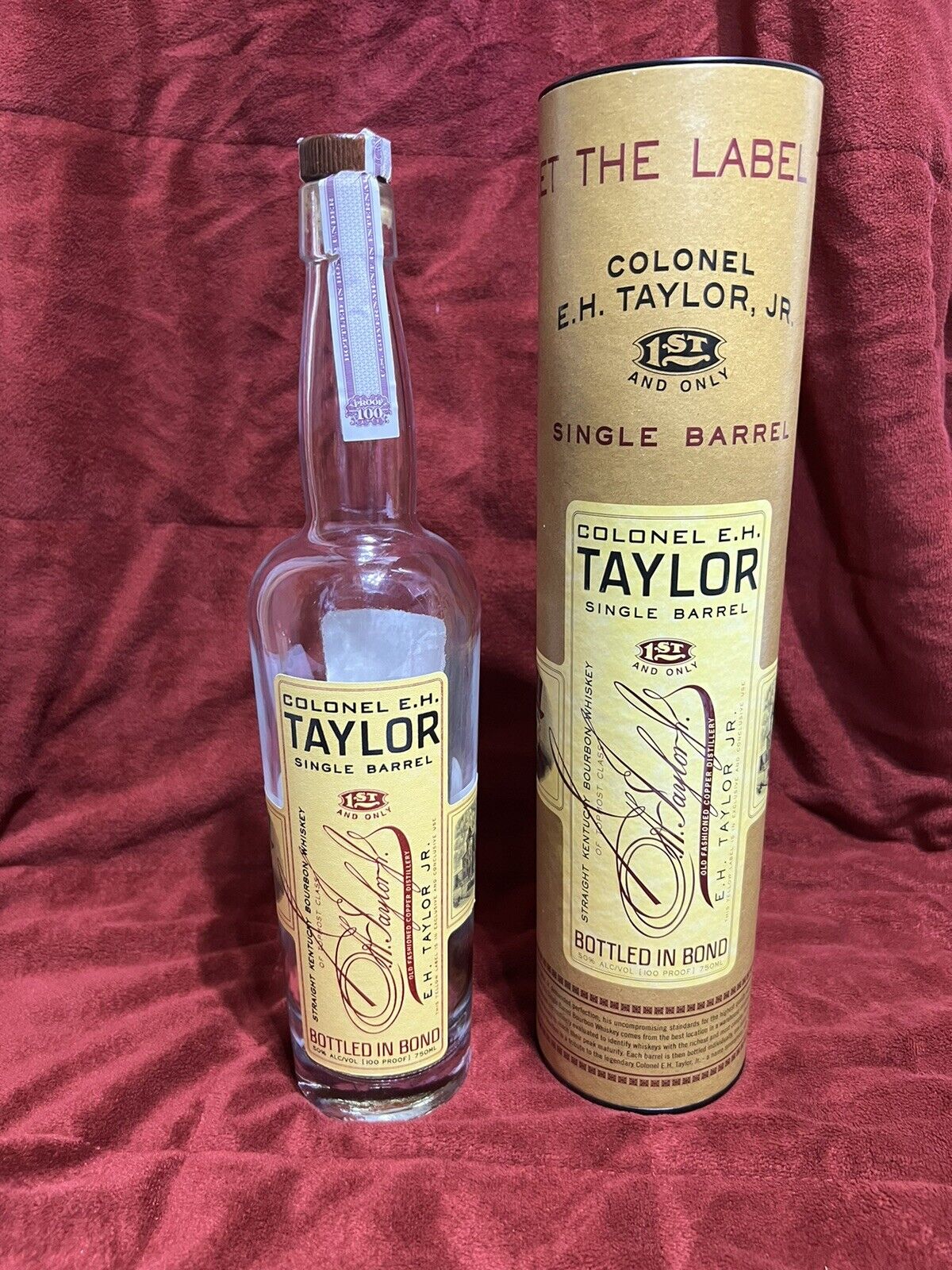 EH Taylor Single Barrel Empty Bottle And Tube- Decanter, Barware- Pappy