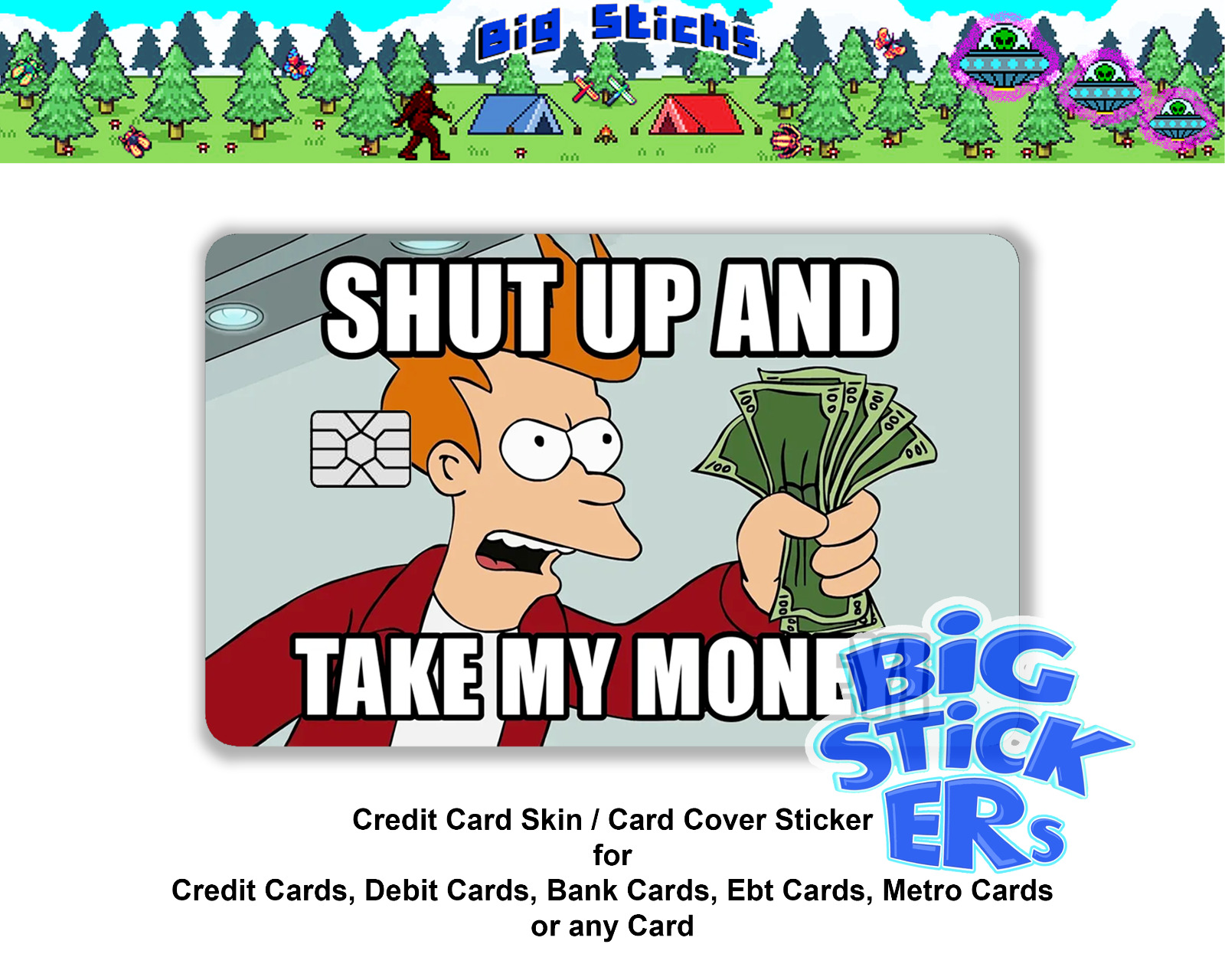 Fry Shut up and take my Money Credit Card Skin Cover SMART Sticker Wrap Decal