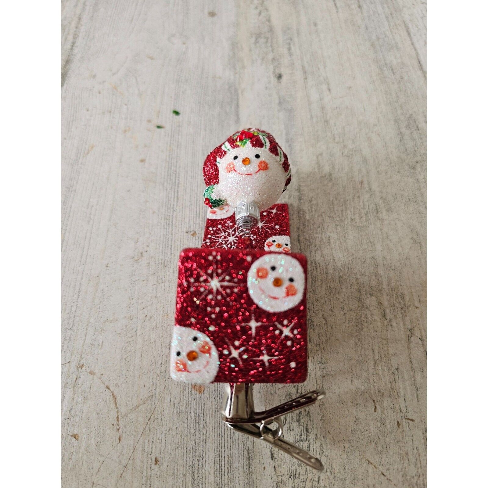 Patricia Breen jolly surprise snowman Jack in the box clip ornament vintage glit
