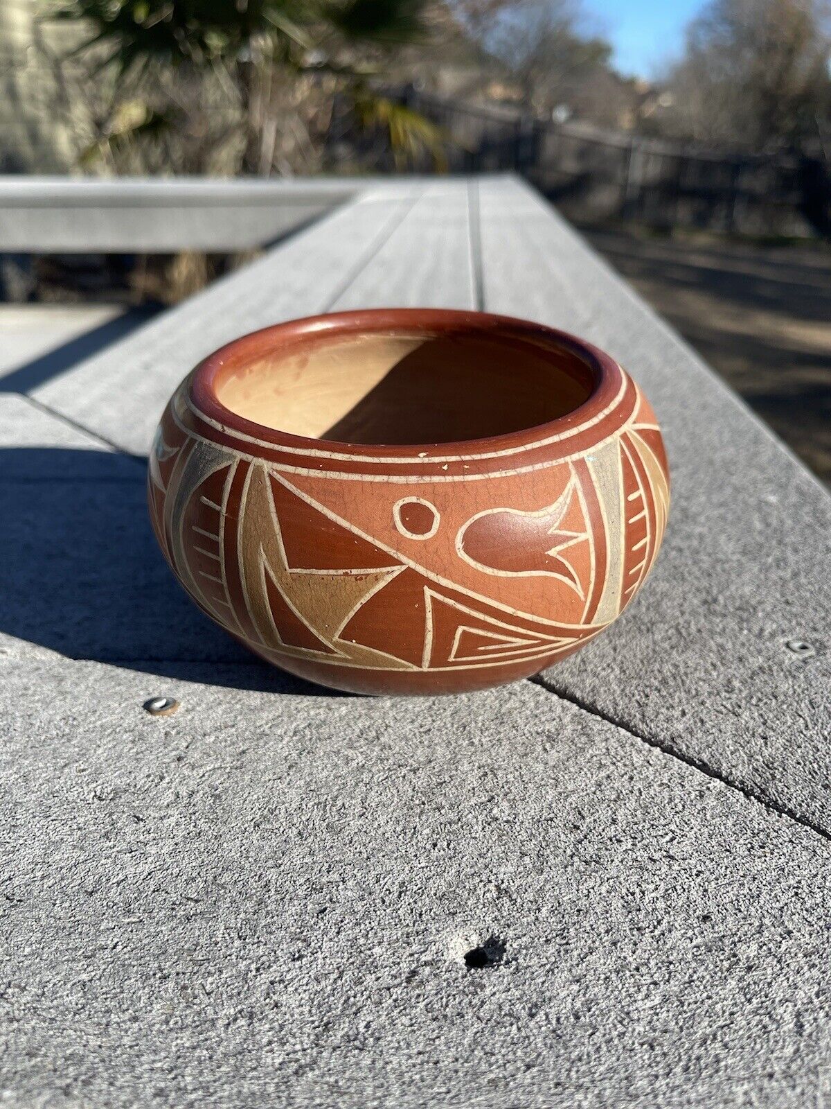 Santa Clara Pueblo Polychrome Redware Pottery Pot