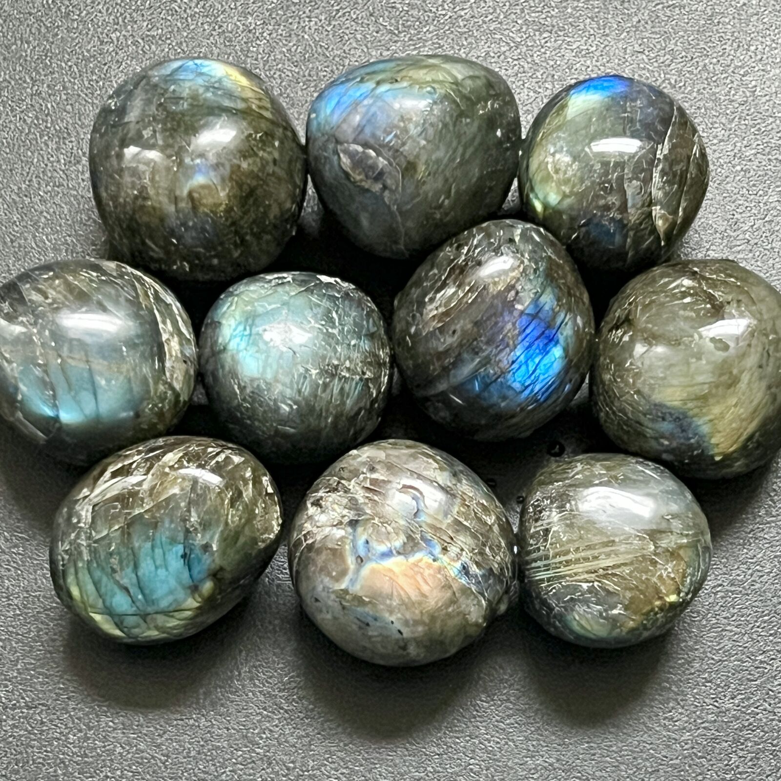 Flashy Extra Quality Labradorite Tumbled (1/2 lb)(8 oz) Bulk Wholesale Stones