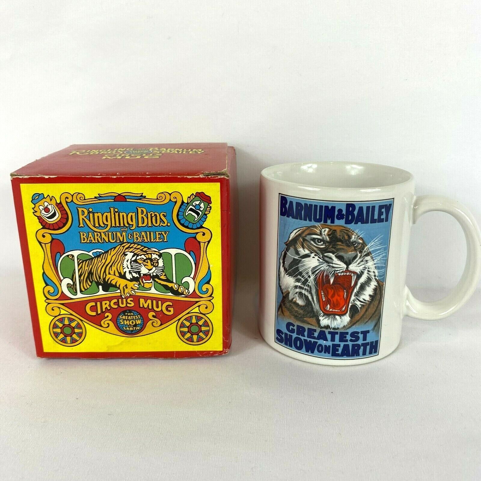 Vintage Ringling Bros Barnum & Bailey 1983 Circus Mug w Tiger With Original Box