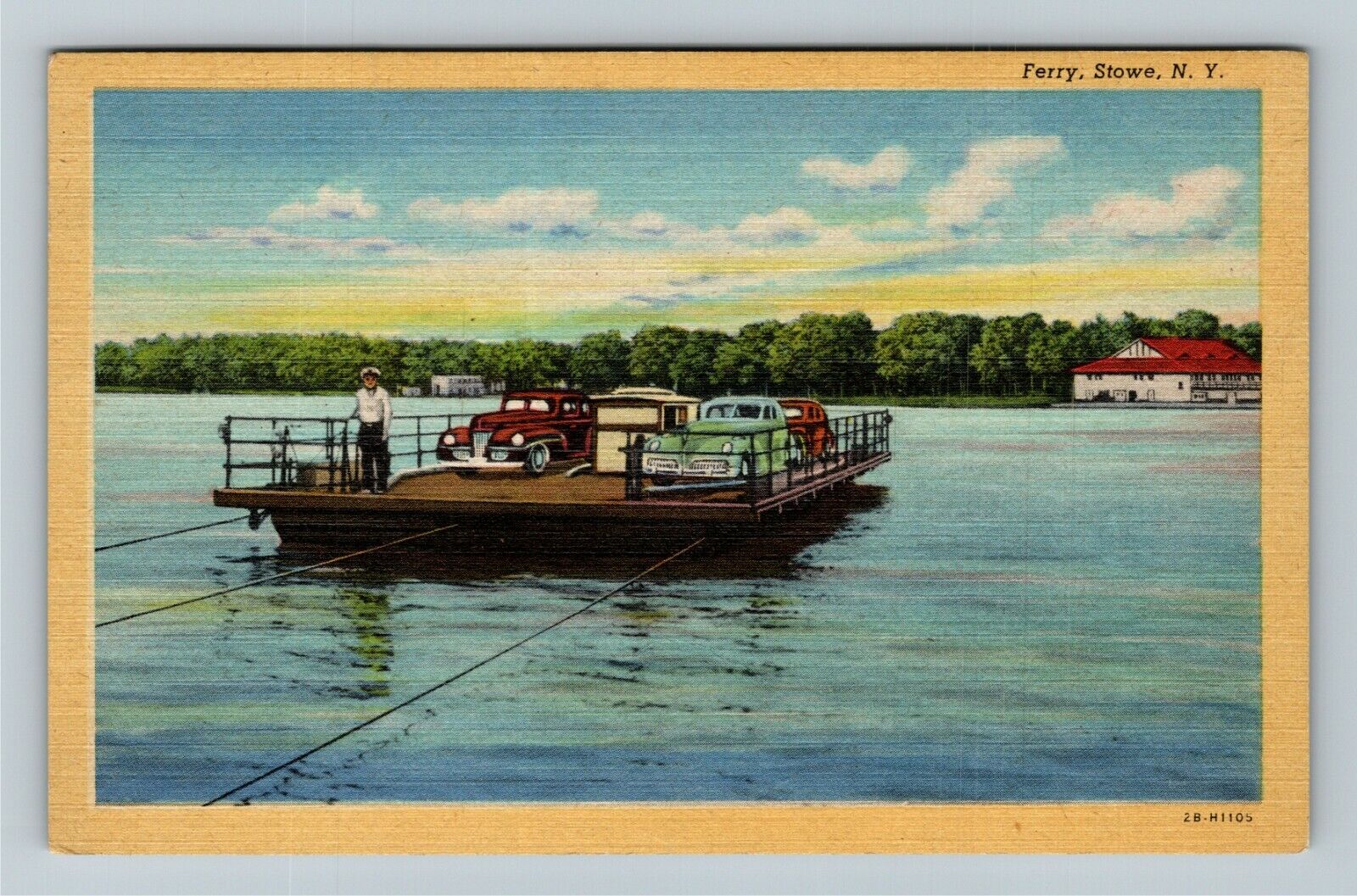 Stowe NY-New York, Ferry On The Water, Scenic View, Vintage Postcard