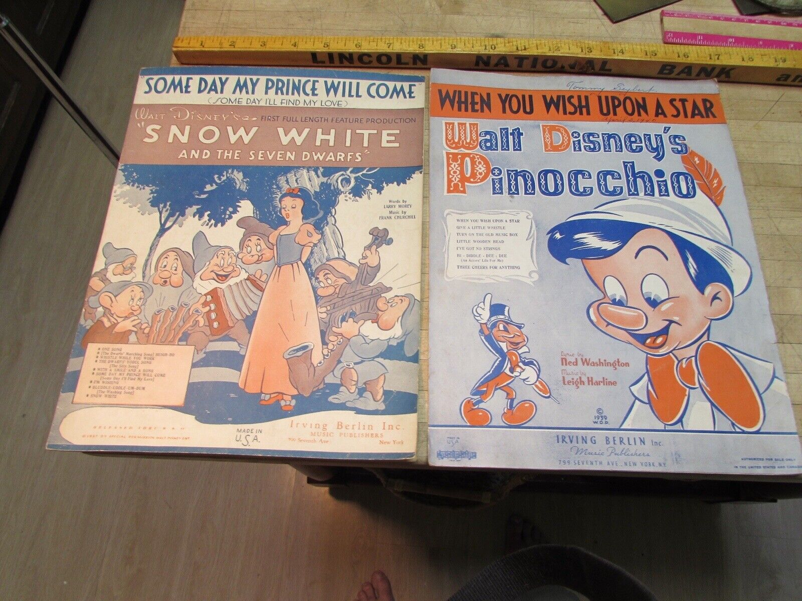 Sheet Music Vintage  Disney Movie Snow White And Pinocchio￼ 1930s