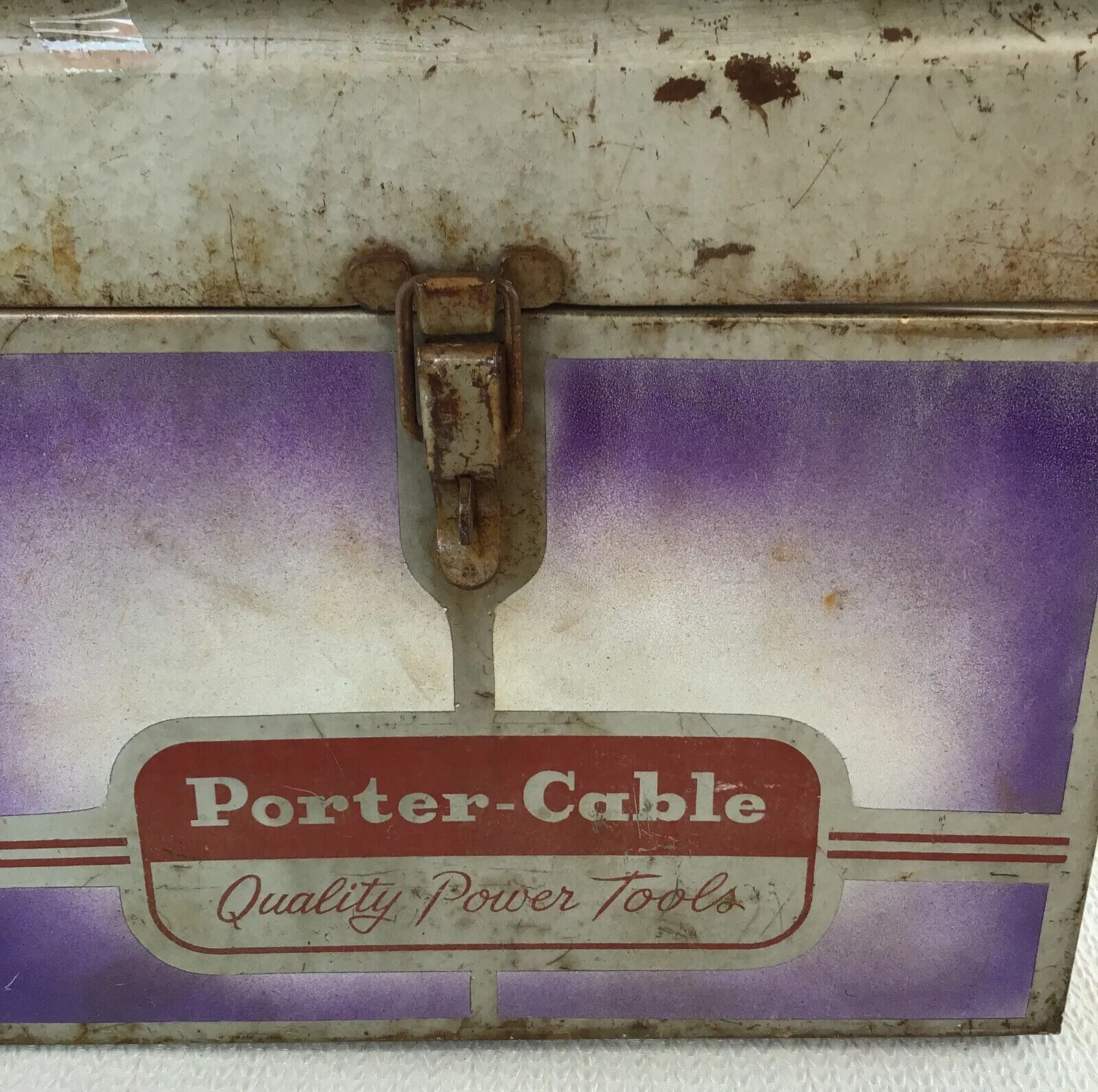 Tool Box Vintage Porter Cable 9” x 11” with Handle. Working Latch.