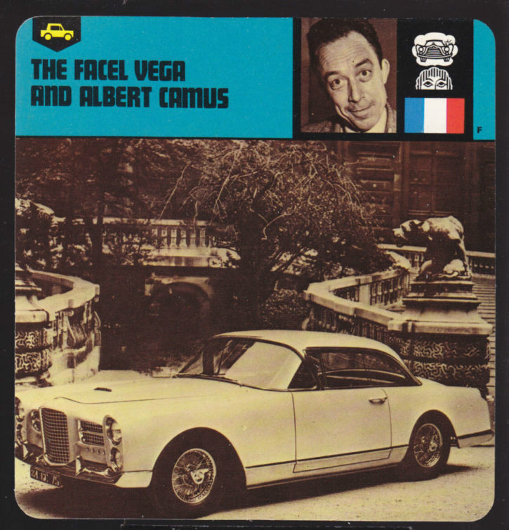 ALBERT CAMUS AND THE FACEL VEGA France Car HISTORY AUTO RALLY CARD