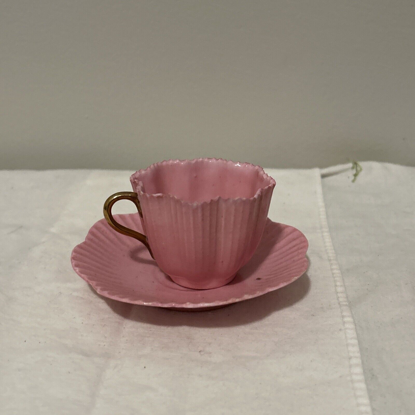 Queens Rose Double Crown Germany Soft Pink Demitasse Cup And Saucer Set F43