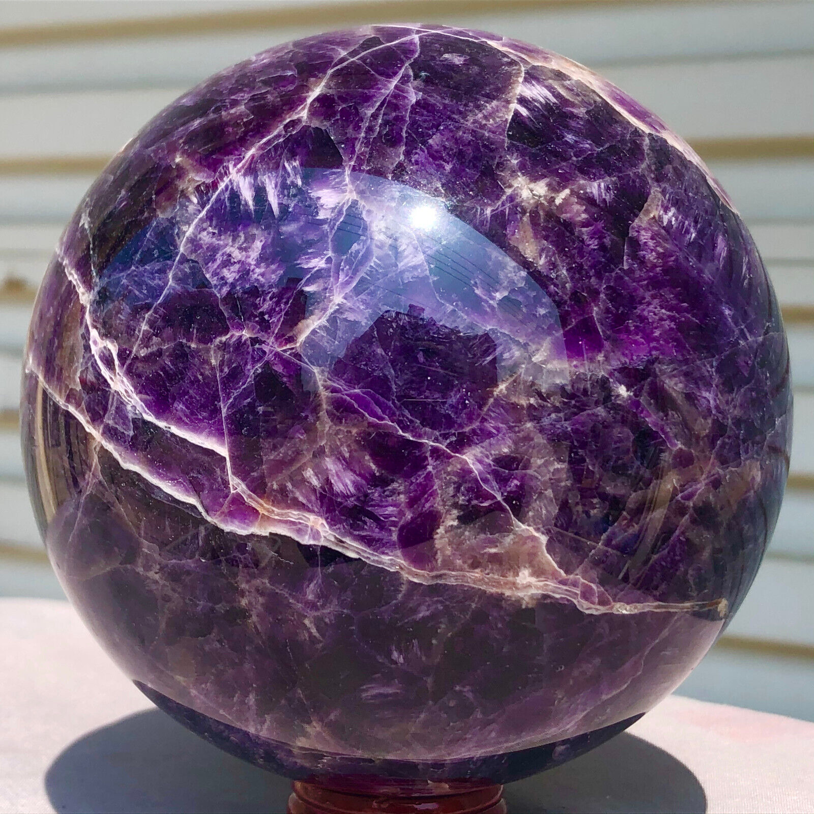 5.07lb  Natural Dreamy Amethyst Sphere Quartz Crystal Ball Reiki Healing