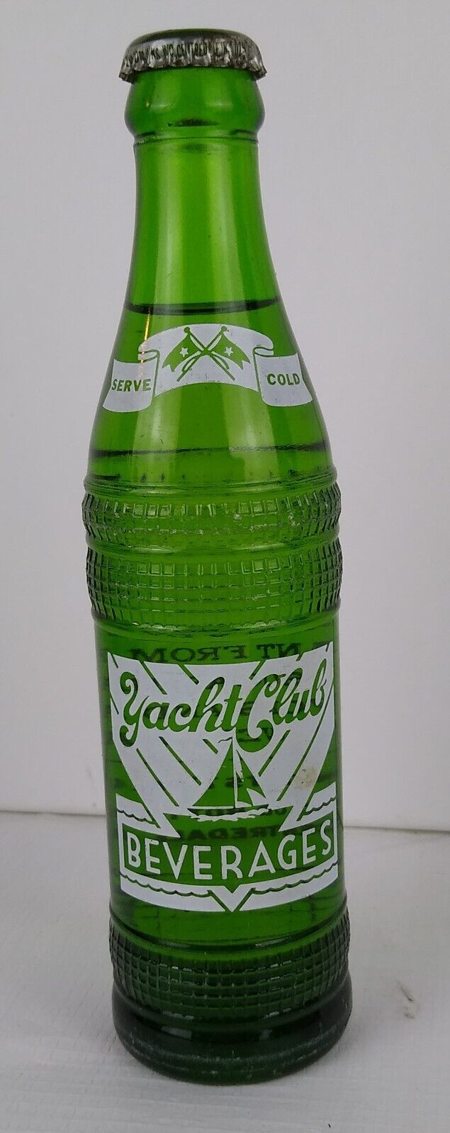 Vintage Yacht Club soda bottle, ACL bottle, original soda unopened, Ginger Ale